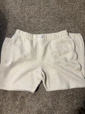 aerie OFFLINE Cream Textured Track Joggers